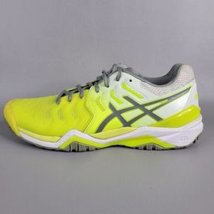 Asics Womens Sport Tennis Shoes Gel Resolution 7 Sneaker Flash Yellow White 8